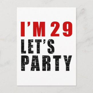 I Am 29 Let's Party Invitation Postcard