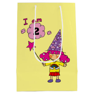I am 2 - kids magic birthday parties customised medium gift bag