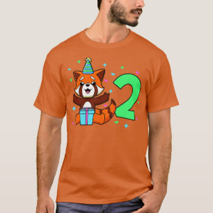 I am 2 with red panda kids birthday 2 years old T-Shirt