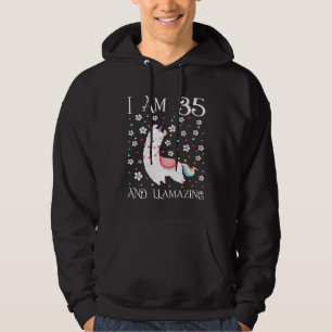 I am 35 Years Old Llamazing Cute Llama 35th Birthd Hoodie