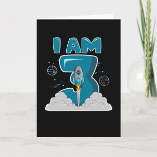 I AM 3 YEAR OLD 3rd Birthday Boy Space Birthday Card