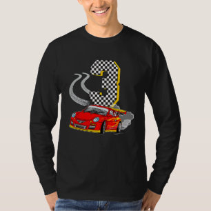 I am 3 Years Old Racing Car Boys Kids Crew 3rd Bir T-Shirt