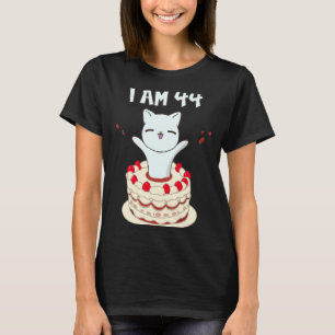 I am 44 Cute cat kitten with birthday cake T-Shirt