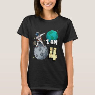 I am 4 Space Astronaut Kid Moon Walker 4th Birthda T-Shirt