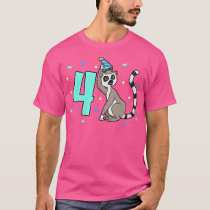 I am 4 with lemur kids birthday 4 years old T-Shirt