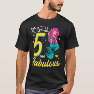 I Am 5 And Fabulous Mermaid Birthday Party 5th Bda T-Shirt