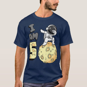 I am 5 Space Astronaut Kid Moon Walker 5th Birthda T-Shirt