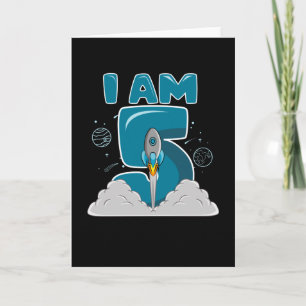 I AM 5 YEAR OLD 5th Birthday Boy Space Birthday Card