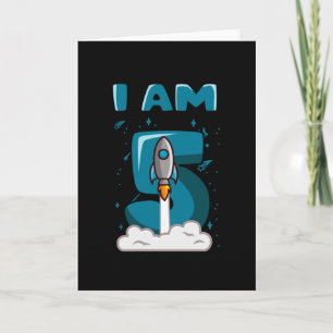 I AM 5 YEAR OLD 5th Birthday Boy Space Birthday Card