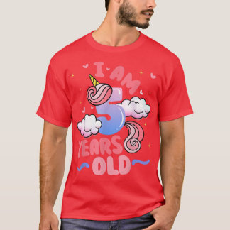 I Am 5 Years Old Unicorn Themed 5th Birthday Party T-Shirt