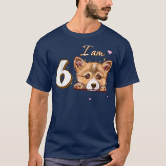 I am 6 Corgi Gift for 6th Birthday fun gift  T-Shirt