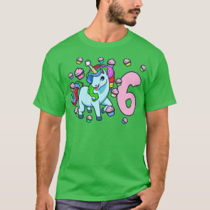 I am 6 with unicorn girl birthday 6 years old T-Shirt