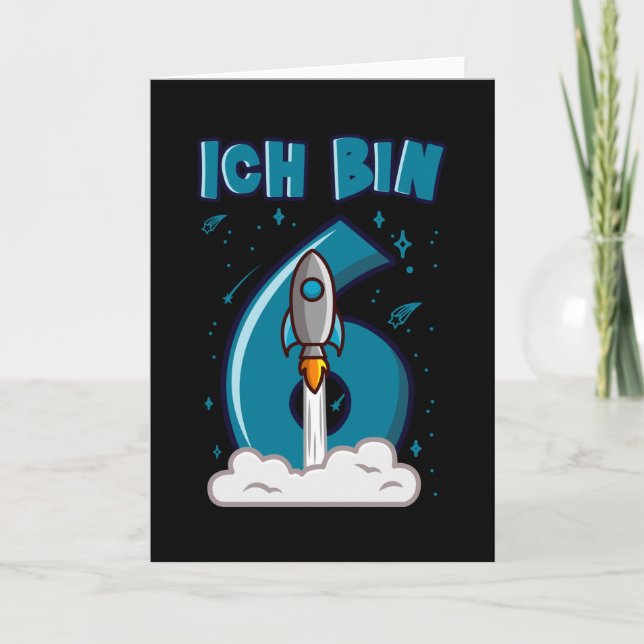 I AM 6 YEAR OLD 6th Birthday Boy Space Birthday Card (Front)