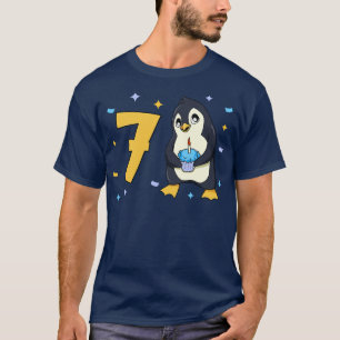 I am 7 with penguin kids birthday 7 years old T-Shirt