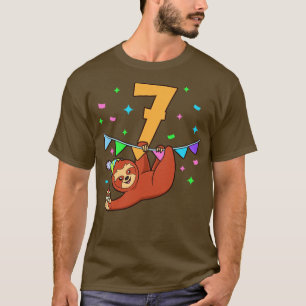 I am 7 with sloth kids birthday 7 years old T-Shirt