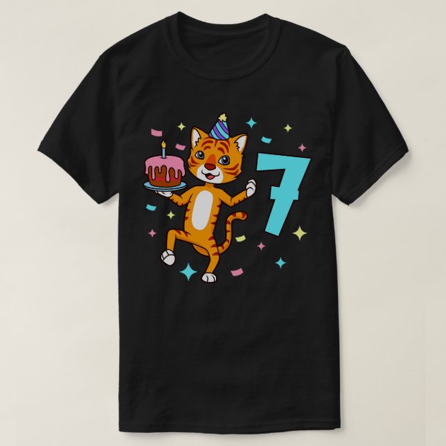 I am 7 with tiger boy birthday 7 years old T-Shirt (Design Front)