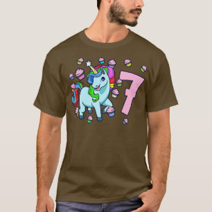 I am 7 with unicorn girl birthday 7 years old T-Shirt