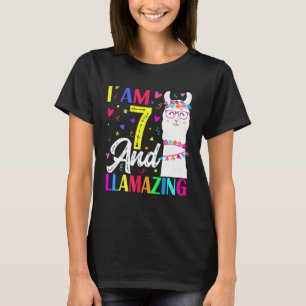 I Am 7 Years Old And Llamazing Llama 7th Birthday T-Shirt