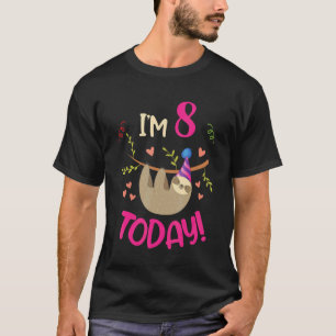 I am 8 Today kids birthday gift for sloth Lover T-Shirt