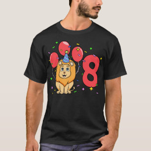 I am 8 with lion kids birthday 8 years old T-Shirt