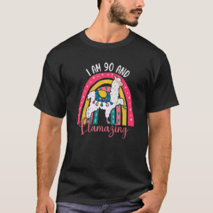 I Am 90 Year Old And Llamazing Alpaca Llama 90th T-Shirt