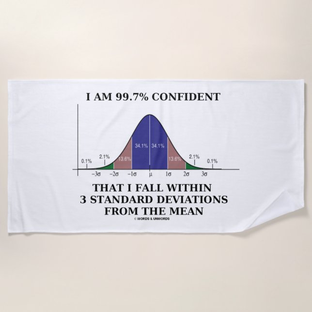 I Am 99.7% Confident Fall Within 3 Standard Dev Beach Towel (Front)