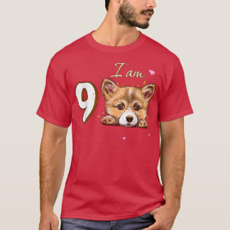 I am 9 Corgi Gift for 9th Birthday fan gift  T-Shirt