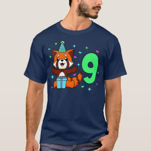 I am 9 with red panda kids birthday 9 years old T-Shirt