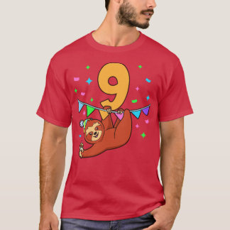 I am 9 with sloth kids birthday 9 years old T-Shirt