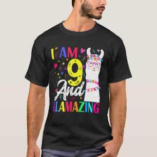 I Am 9 Years Old And Llamazing Llama 9th Birthday T-Shirt