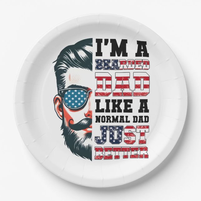 I Am A Bearded Dad Paper Plate (Front)