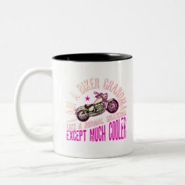 I Am A Biker Grandma Cool Funny Gift for Bikers Two-Tone Coffee Mug