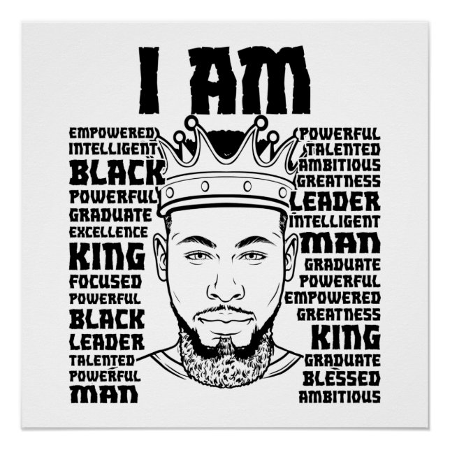I Am A Black King Christian Men Father Dad Son Poster (Front)