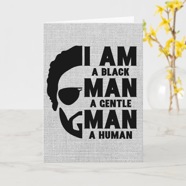 I Am A Black Man Afro Beard Grey Father's Day Card (Yellow Flower)