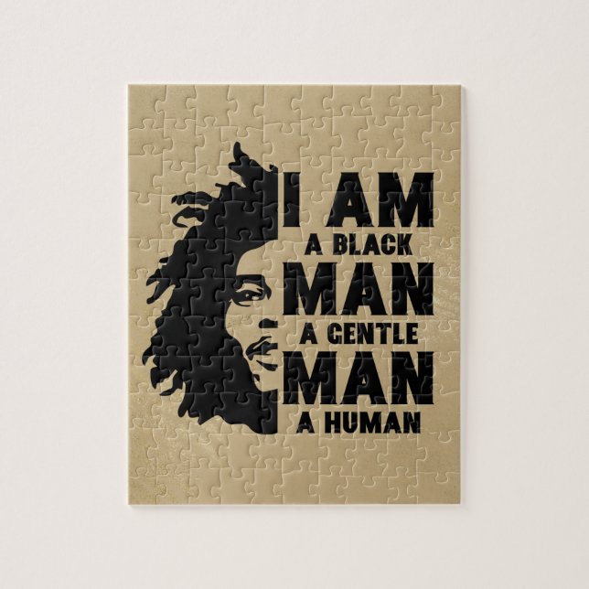 I Am A Black Man Afro Dreads Gold Customisable Jigsaw Puzzle (Vertical)