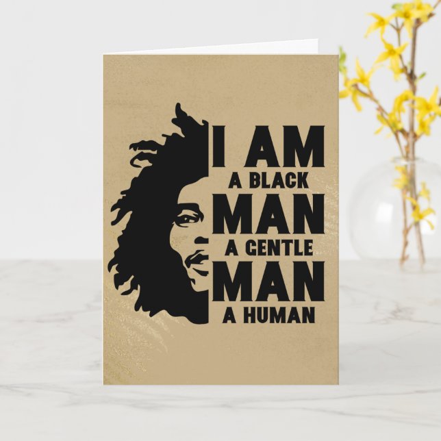 I Am A Black Man Afro Dreads Gold Father's Day Card (Yellow Flower)