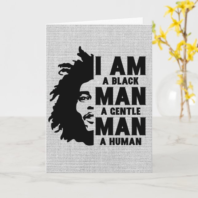 I Am A Black Man Afro Dreads Grey Father's Day Card (Yellow Flower)