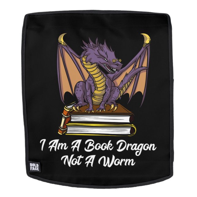 I Am A Book Dragon Not A Worm Reading Fantasy Nerd Backpack (Removable Face)