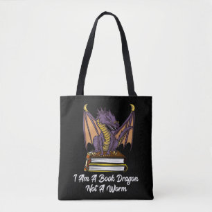 I Am A Book Dragon Not A Worm Reading Fantasy Nerd Tote Bag