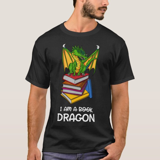 I Am A Book Dragon T-Shirt (Front)