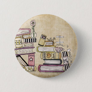 i am a bookworm 6 cm round badge