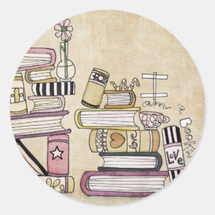 i am a bookworm classic round sticker
