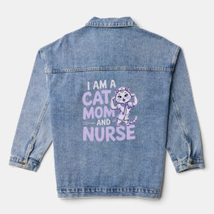 "I Am a Cat Mum and Nurse: Design for Cat-Lovers Denim Jacket