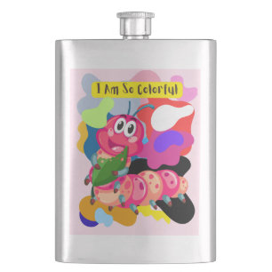 I am a caterpillar so colorful hip flask