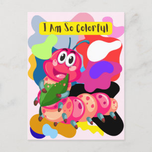 I am a caterpillar so colorful holiday postcard
