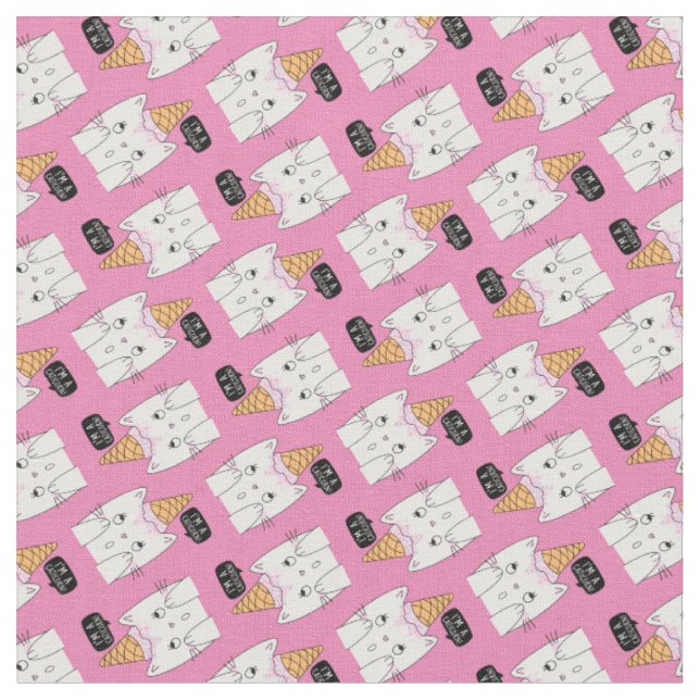I Am A Caticorn Ice Cream Cone Hat Pattern Fabric (Close Up)