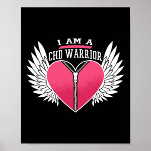 I Am A Chd Warrior Zipper Heart With Angel Wings Poster