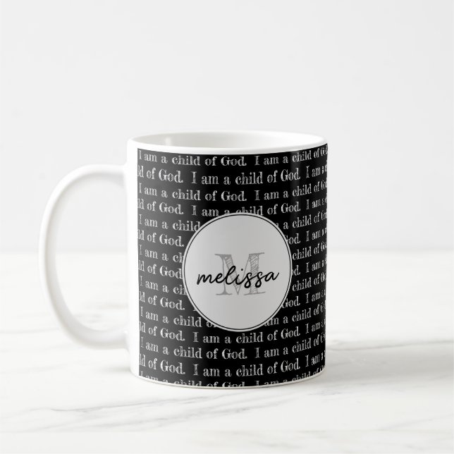 I am a child of God Black Personalised Coffee Mug (Left)