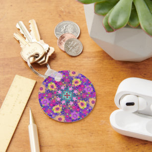 I Am A Child of God Boho Flowers Pretty Key Ring
