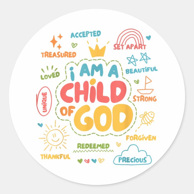 I am a Child of God Christian Retro Jesus Faith De Classic Round Sticker (Front)